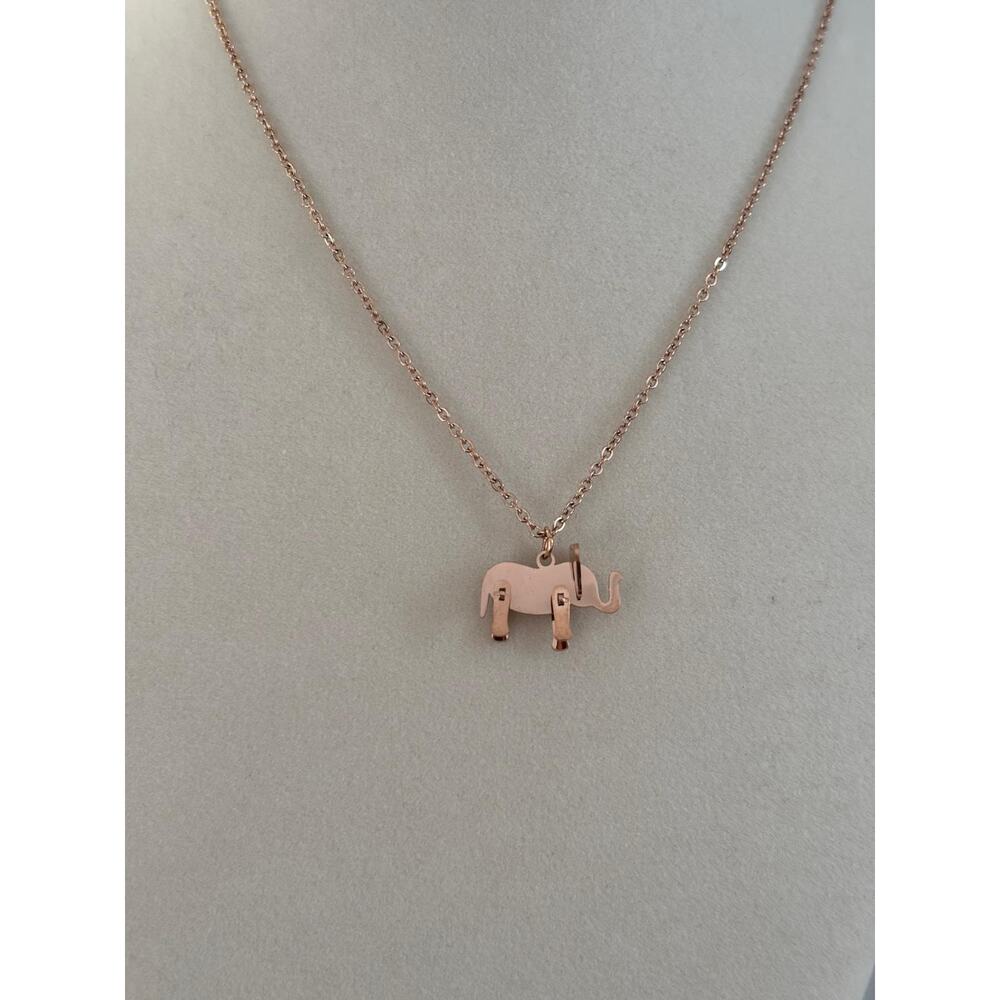 Gold Elephant Pendant Necklace Stainless Steel Lucky Charm Minimalist Gift - Picture 4 of 5